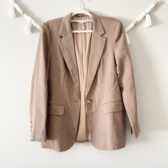 NEW Reformation The Classic Slim Blazer Notch Woven Mushroom Size Large - Picture 8 of 10